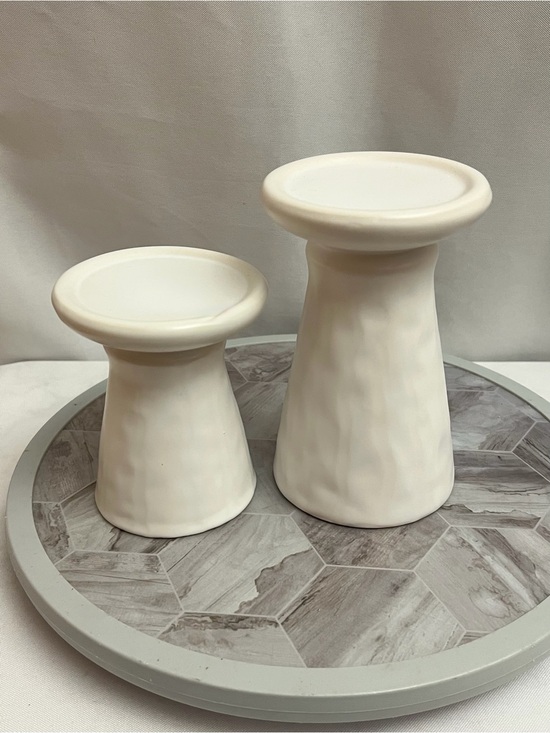 Nook & Co. Other - Nook & Co White Ceramic Stoneware Pillar Candle Holders Set of 2 Modern